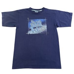 Vintage South Pole T Shirt Mens XL Blue Short Sleeve Graphic Y2K Made USA